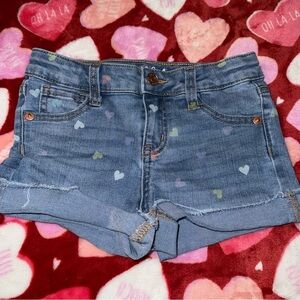 Cat & Jack Girls Size S 6 6X Small Denim Blue Jean Heart Shorts